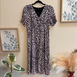 Talbots Black and Pink Midi Dress